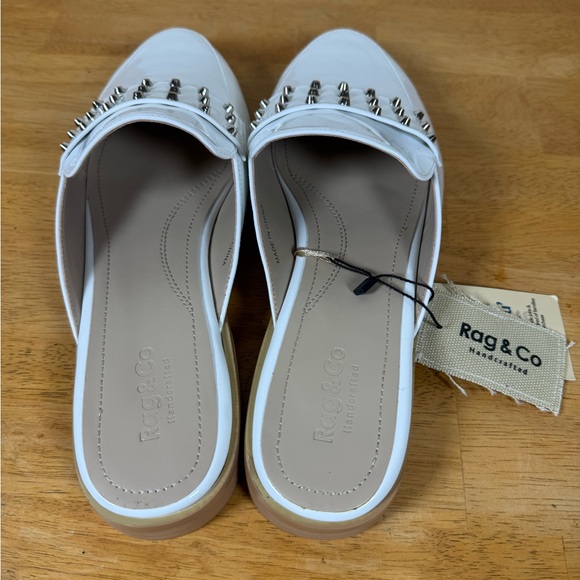 Rag And Co Womens White Studded Flat Mules 10 - Picture 9 of 12